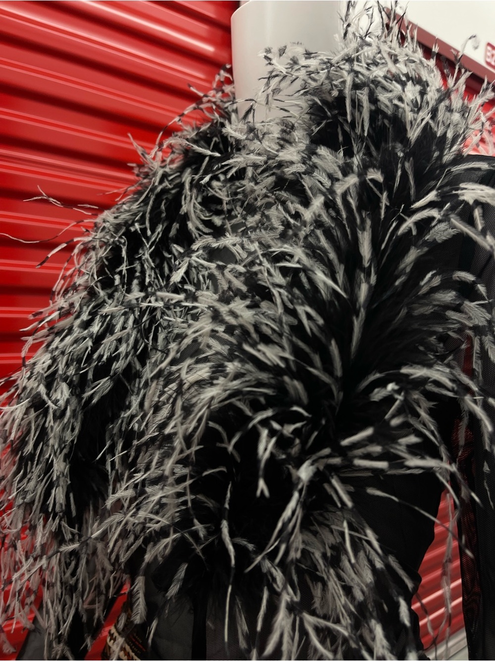 Black And White Vintage High Ed Ostrich Feather Boa - Picture 7 of 9